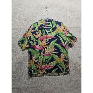 Polo Ralph Lauren Button Up Shirt Men's Small Blue Floral Hawaiian Collared
